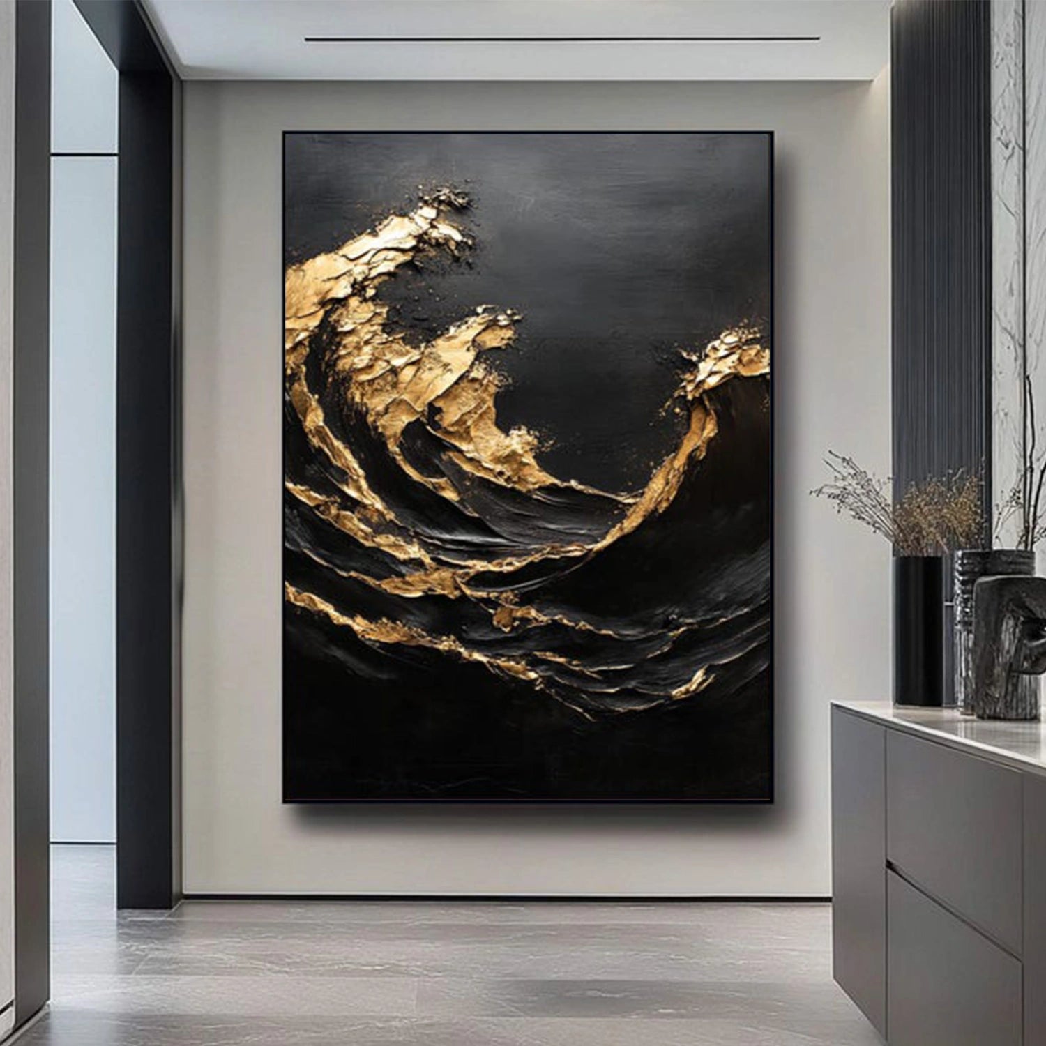 Minimalist Ocean And Sky Textured Canvas Art #OC149
