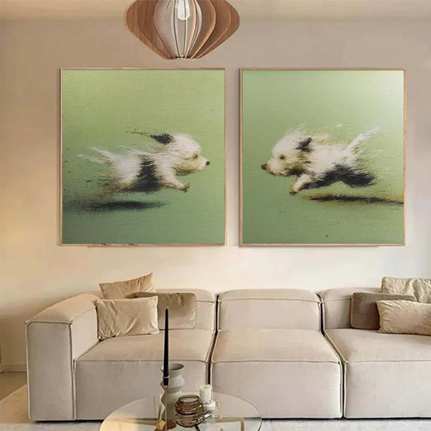 Abstract Animal Dog Canvas Art Set of 2 #DW142