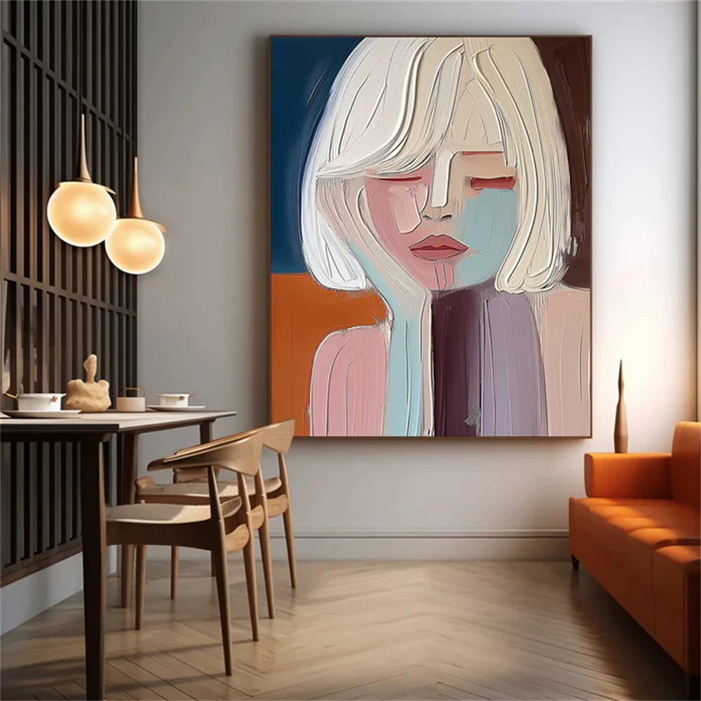 Colorful Abstract Portrait Textured Wall Art # LA022