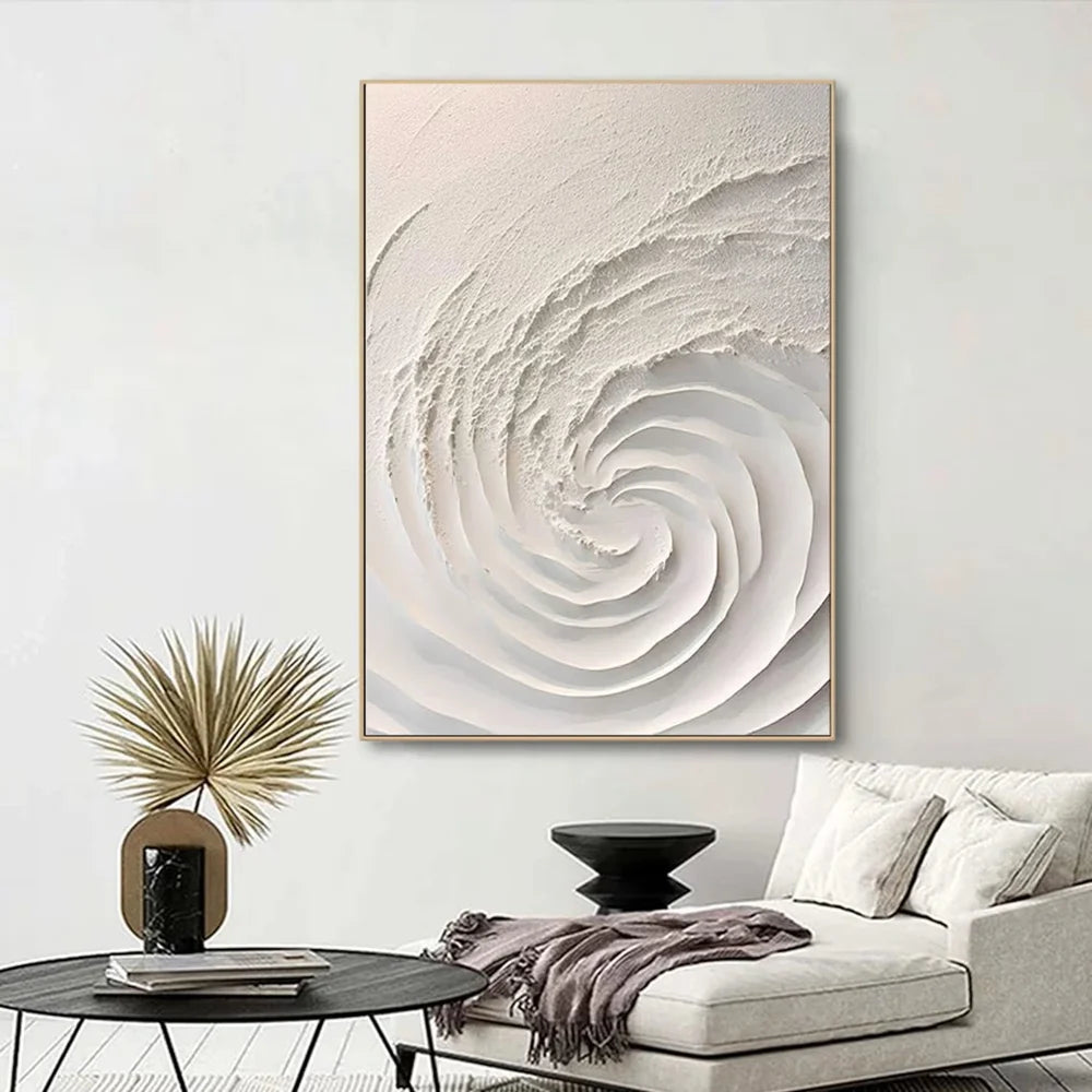 White Minimalist Textured Wall Art #WM030