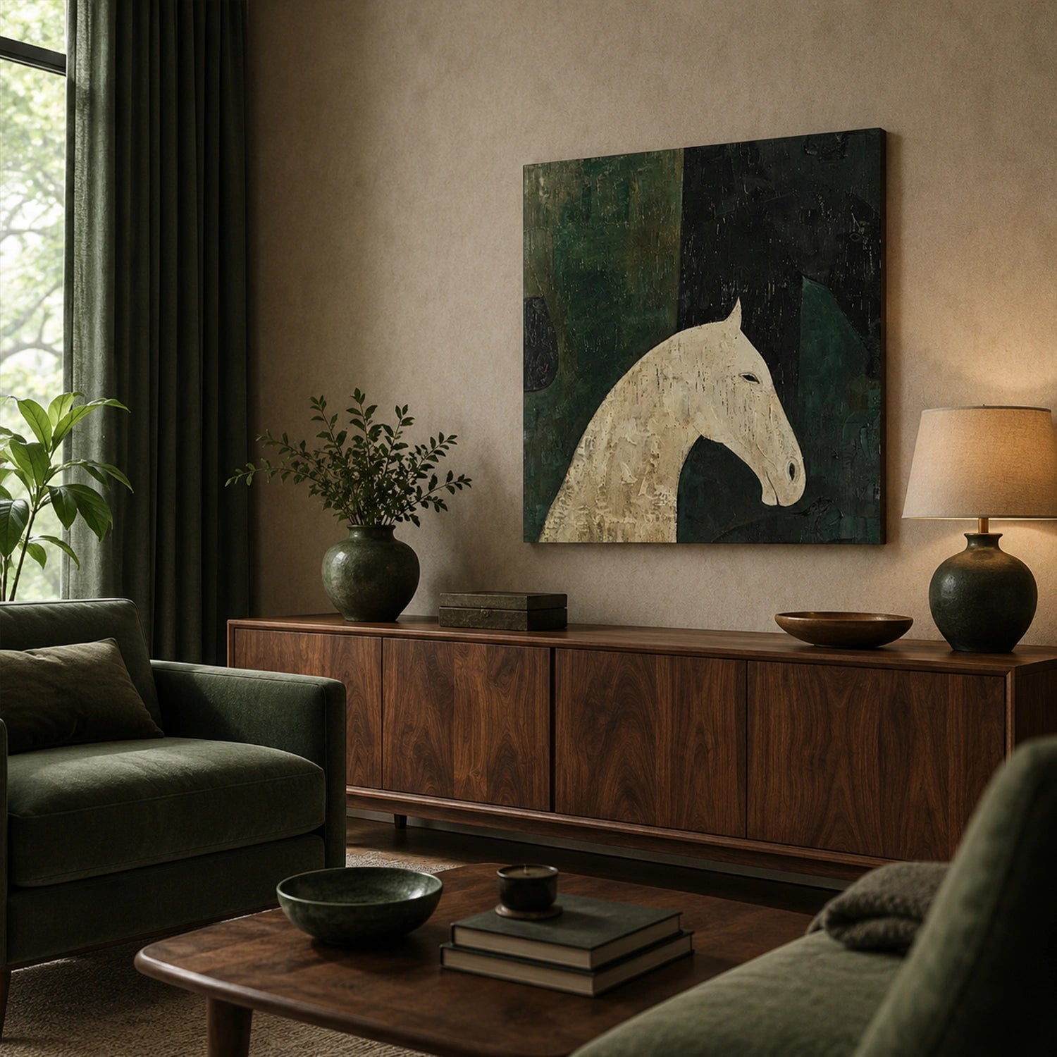 Abstract Animal Horse Canvas Art #DW153