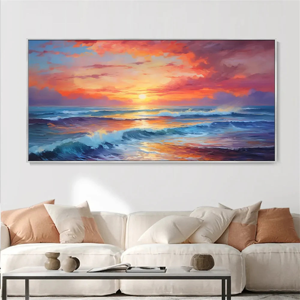 Colorful Abstract Ocean And Sky Canvas Art #OC065