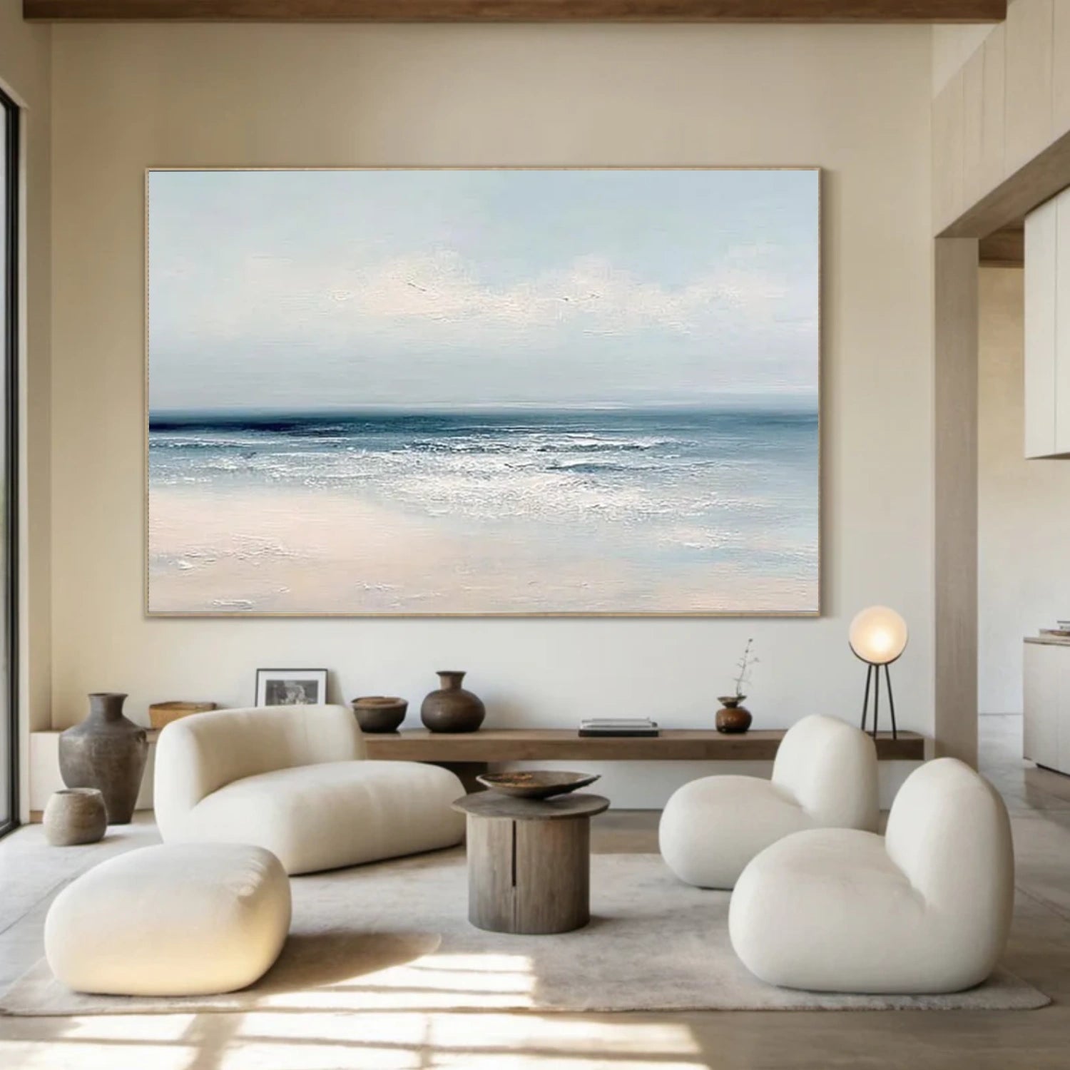 Abstract Ocean And Sky Textured Canvas Art #OC156