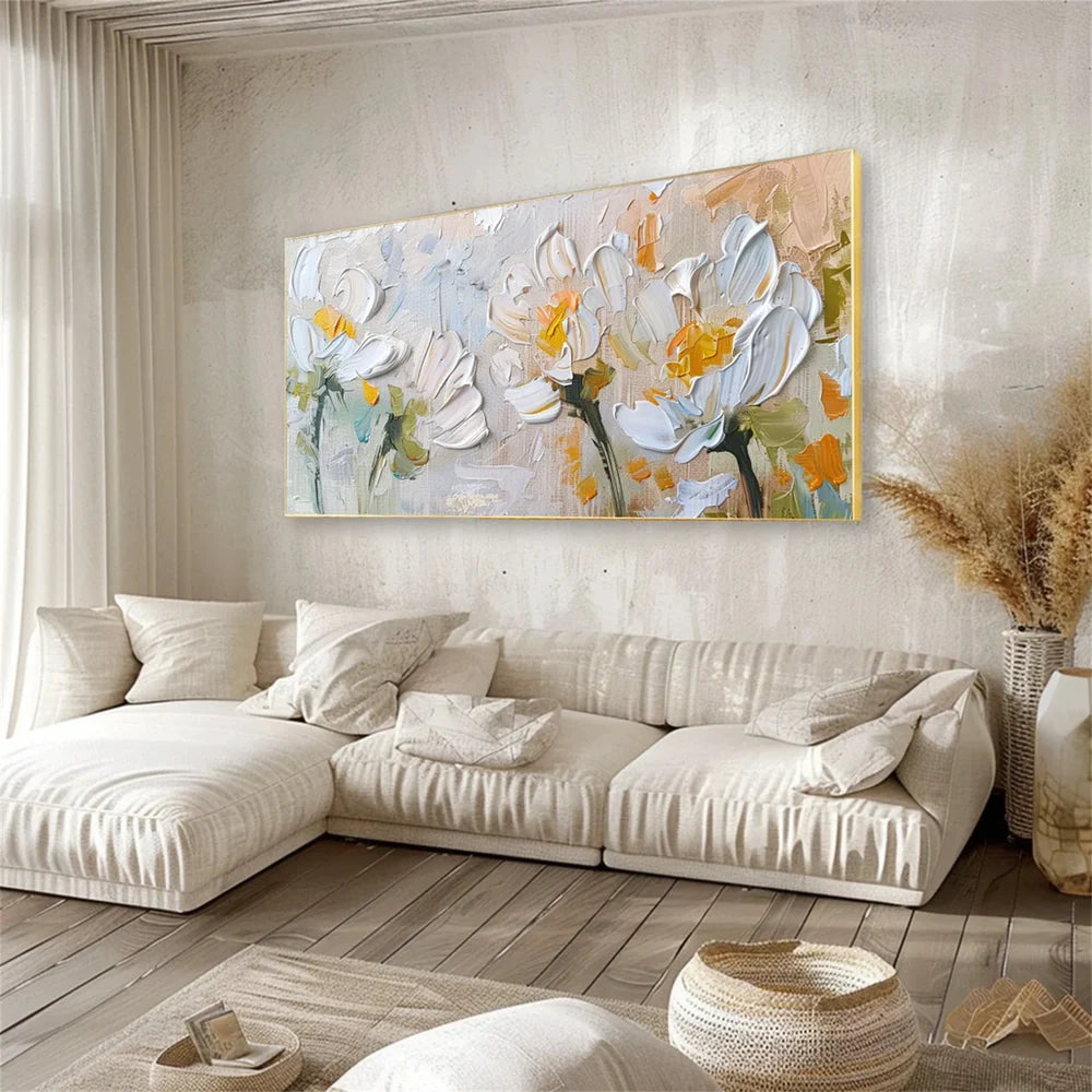 Colorful Abstract Flower And Tree Textured Canvas Art #MF053