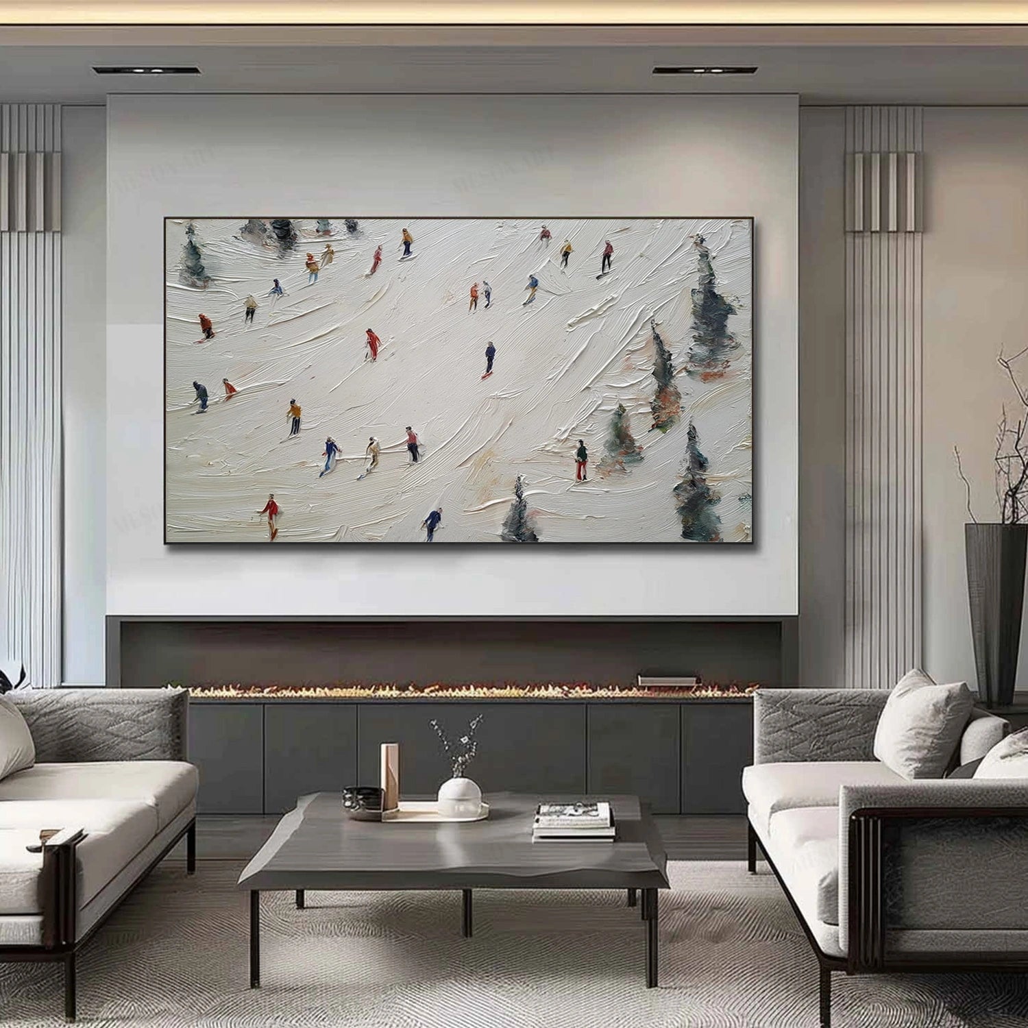 Skiing Sport Textured Canvas Painting #PB065