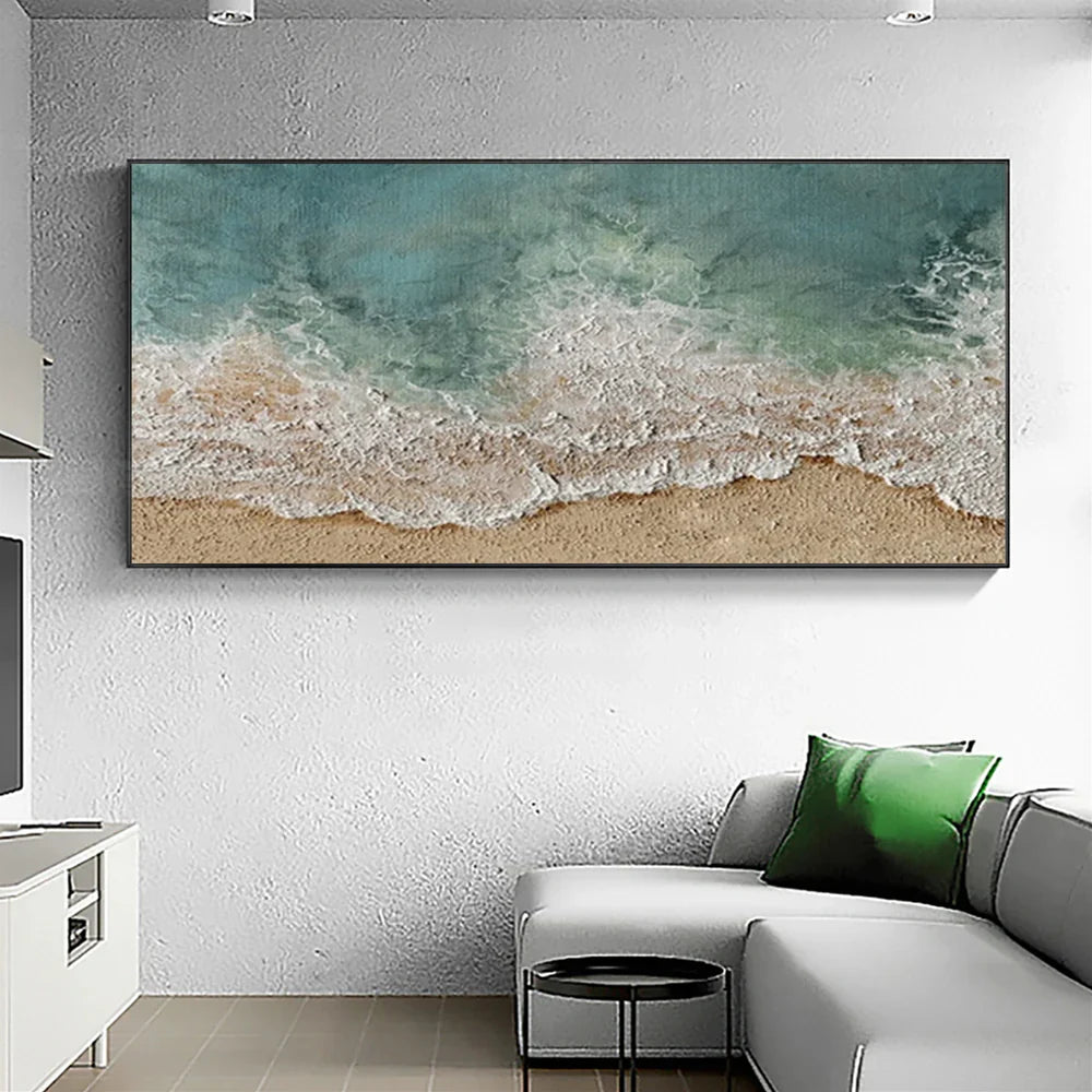 Abstract Ocean And Sky Textured Canvas Art #OC073