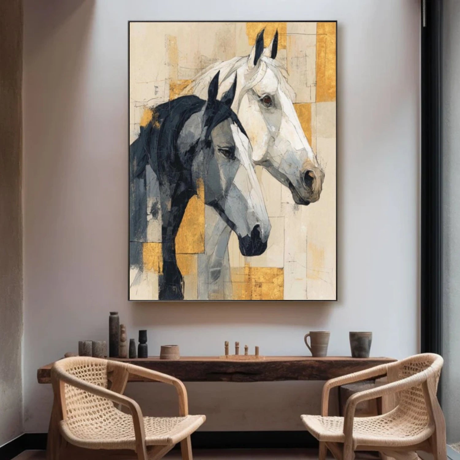 Abstract Animal Horse Textured Canvas Art #DW076