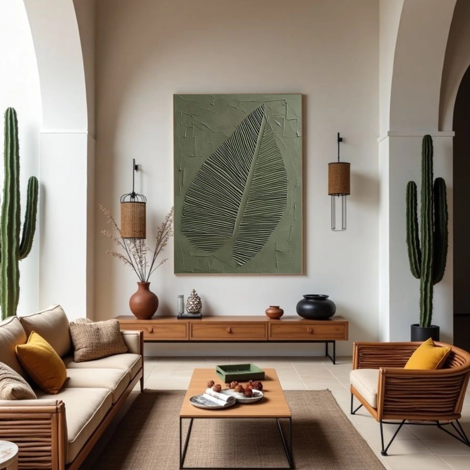 Green Minimalist Textured Canvas Art #WZ125