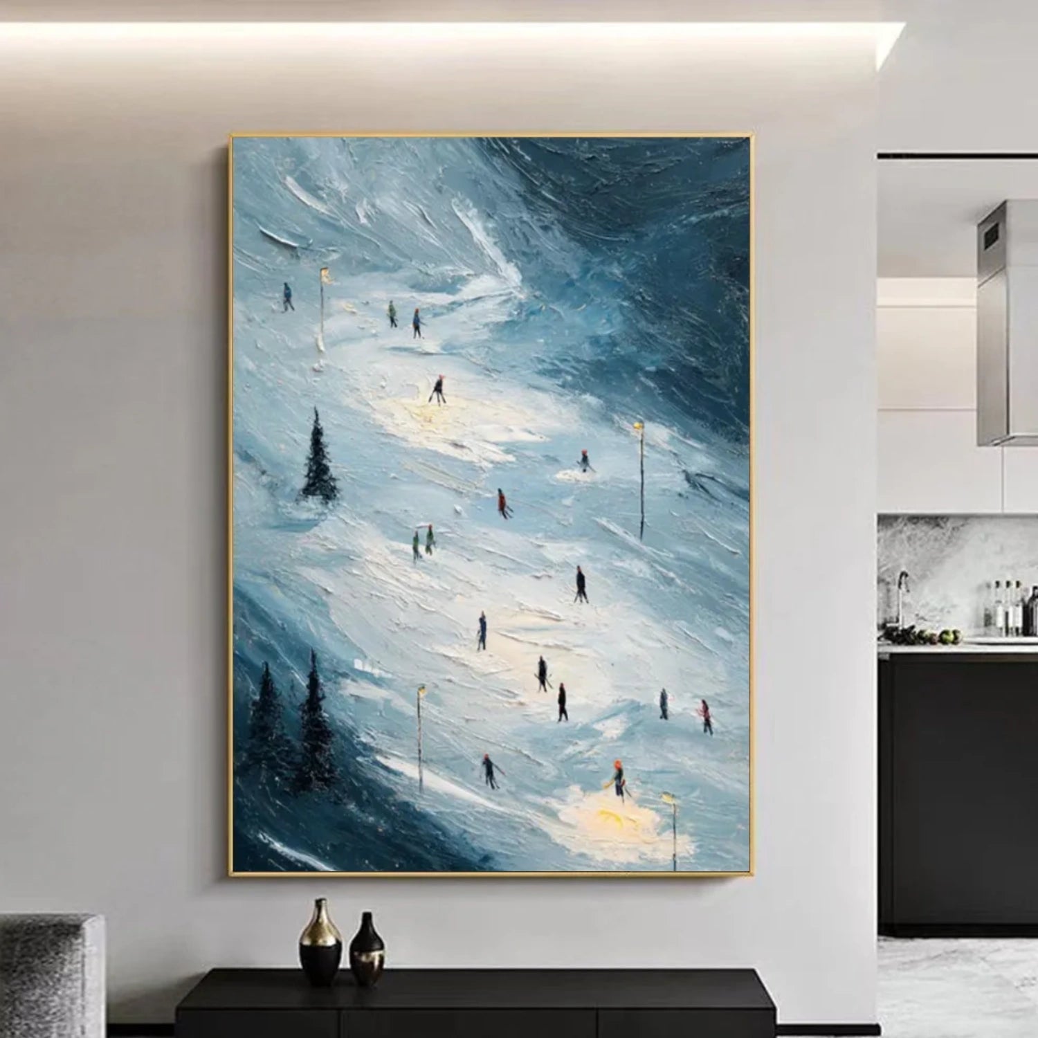 Skiing Sport Textured Canvas Painting #PB035