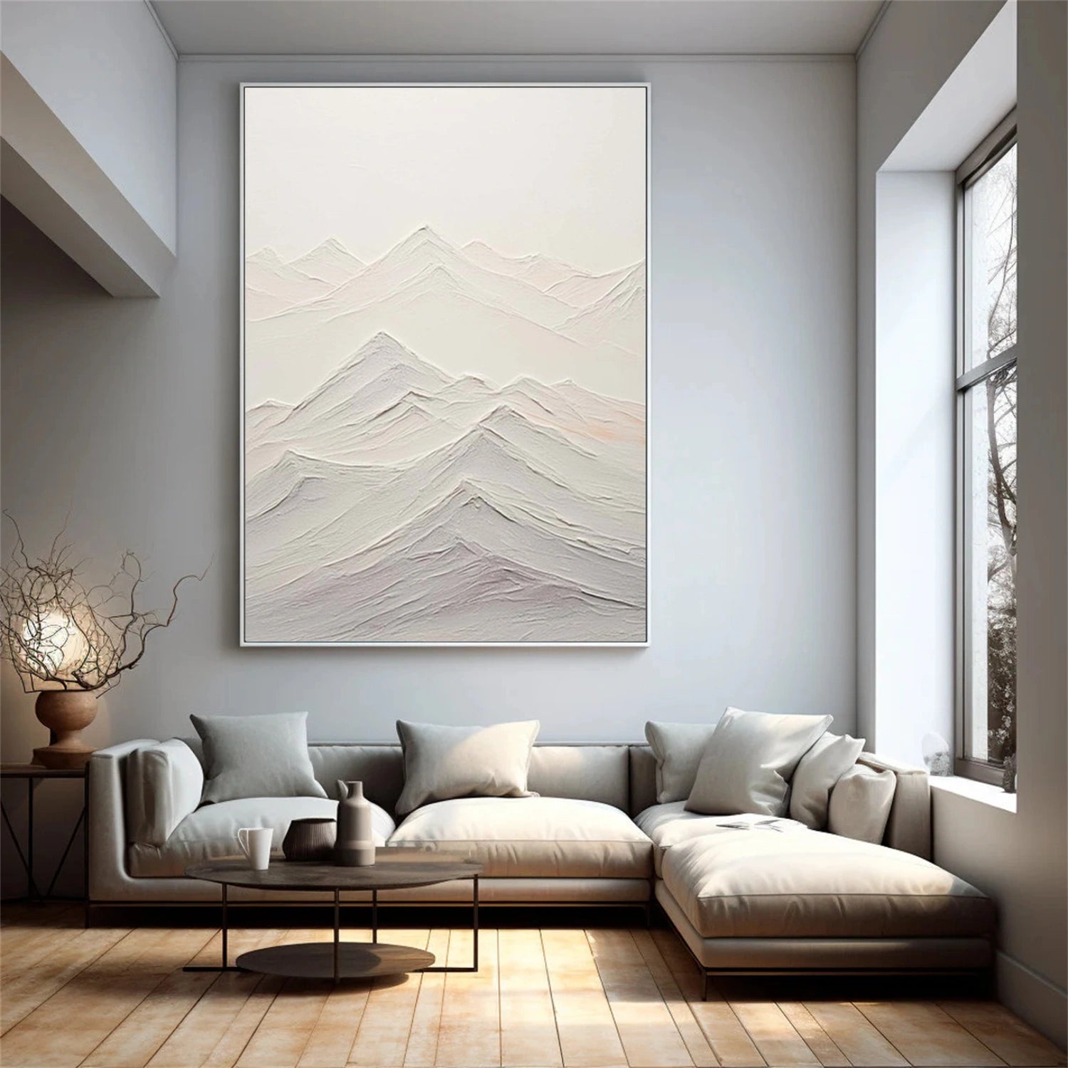 Minimalist Mountain Textured Canvas Art #BT079