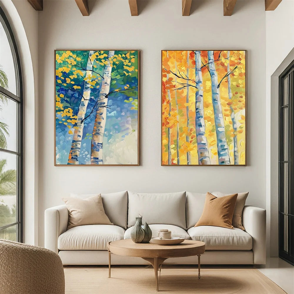 Colorful Abstract Flower And Tree Canvas Art Set of 2 #MF041