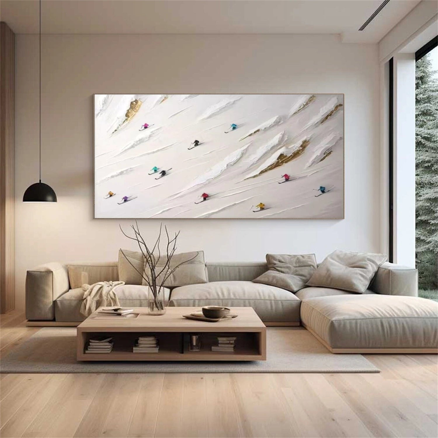 Skiing Sport Textured Canvas Painting #PB039