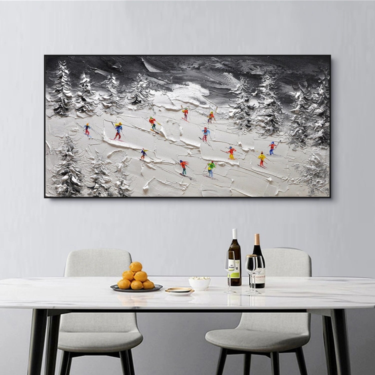 Skiing Sport Textured Canvas Painting #PB051