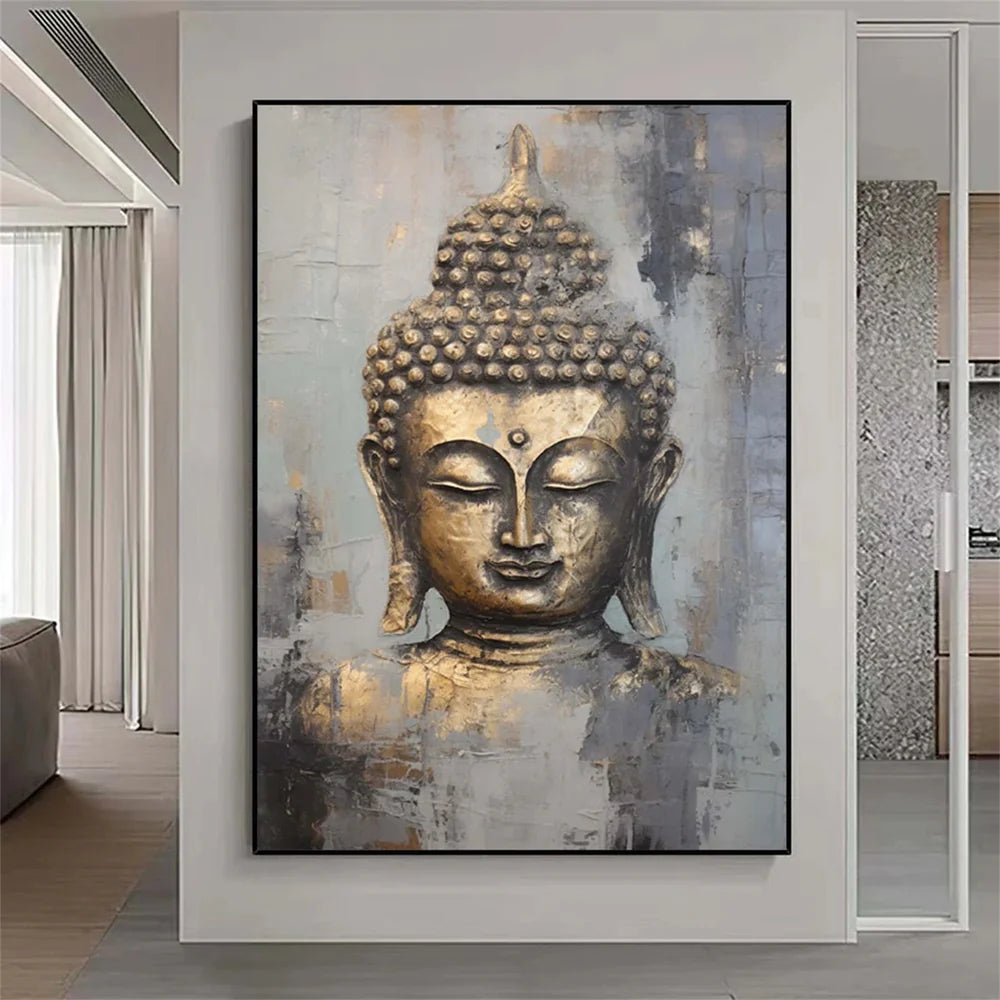 Abstract Buddha Portrait Textured Wall Art # LA007