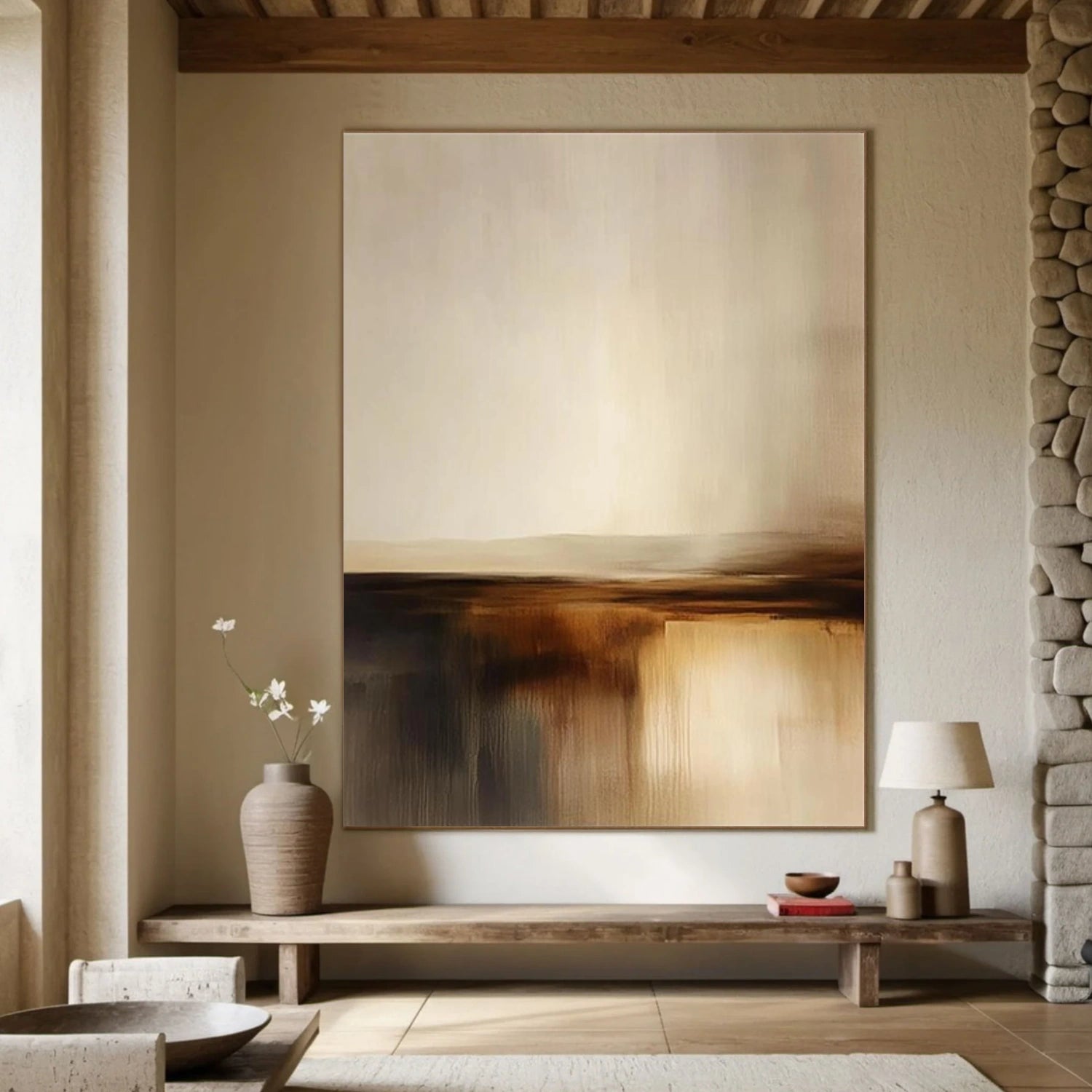 Beige and Brown Abstract Wall Art #VA227