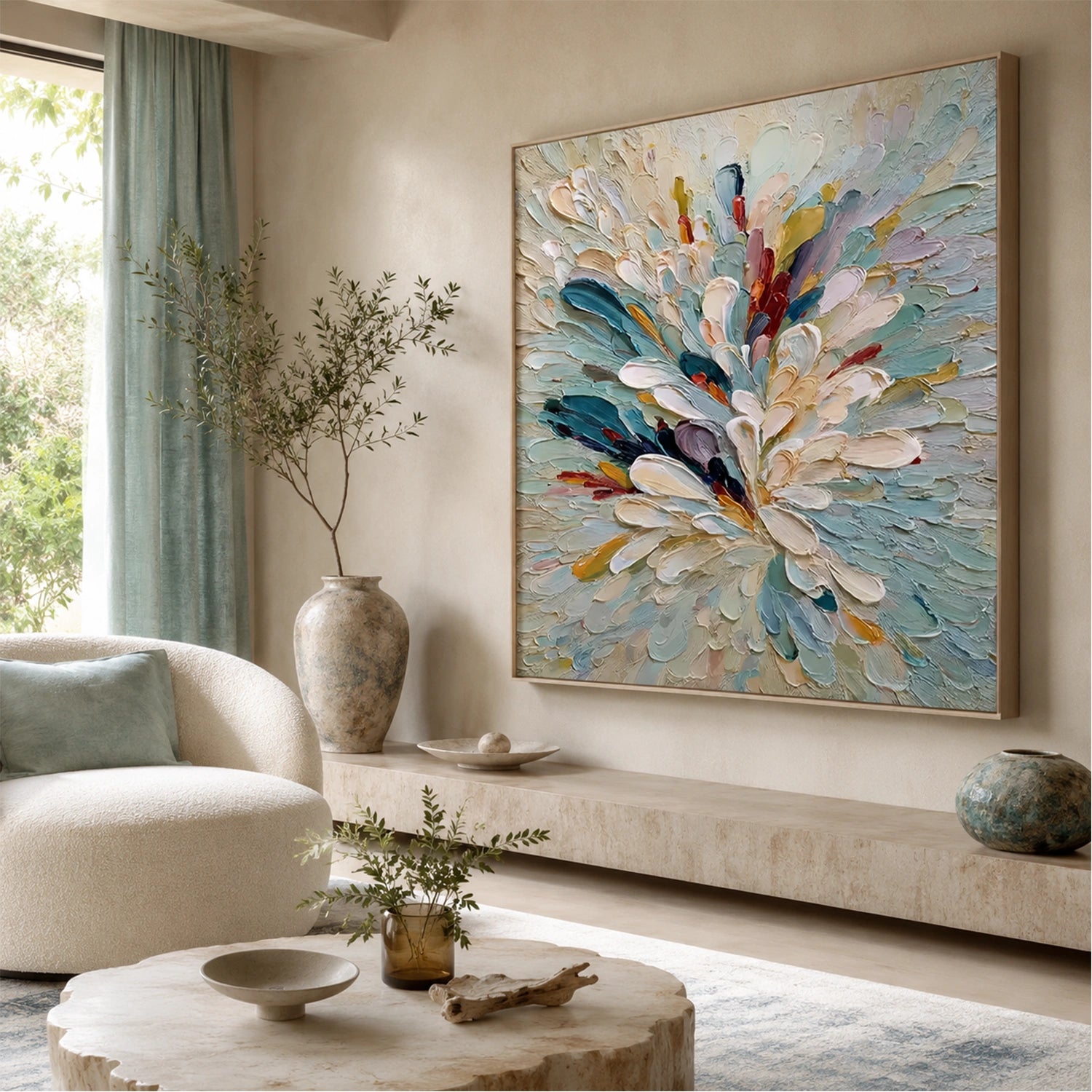 Abstract Flower And Tree Textured Canvas Art #MF214