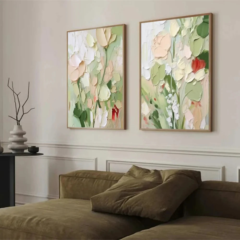 Abstract Flower And Tree Textured Canvas Art Set of 2 #MF054