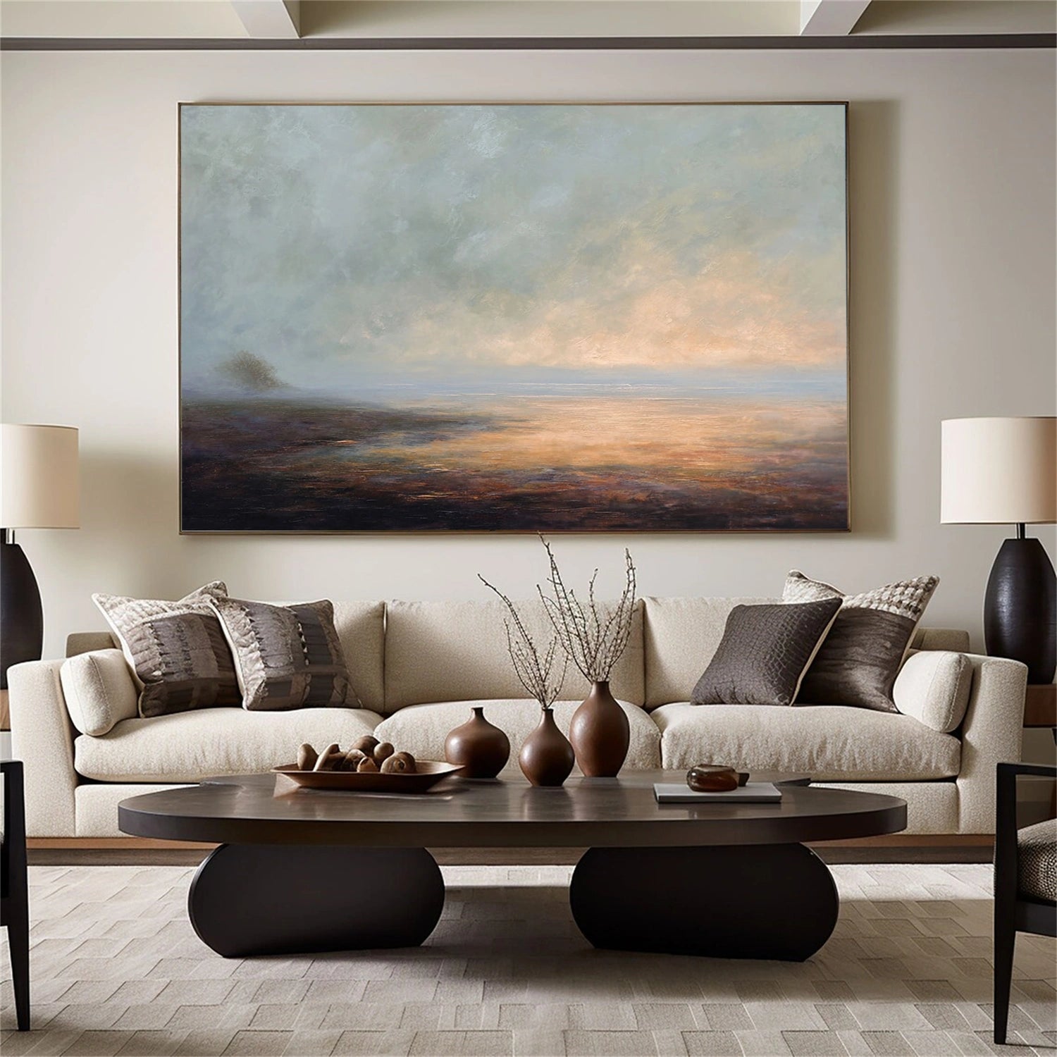 Abstract Ocean And Sky Canvas Art #OC175