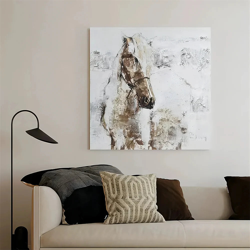 Abstract Animal Horse Textured Canvas Art #DW043