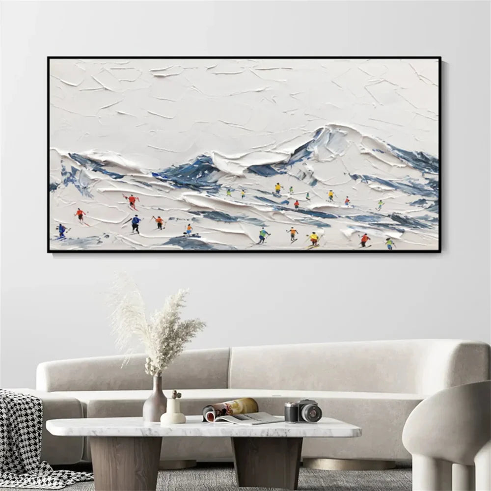 Skiing Sport Textured Canvas Painting #PB002