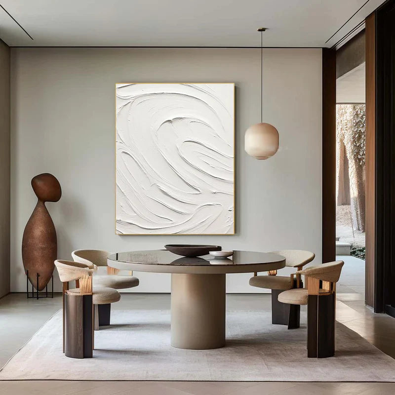 White Minimalist Textured Wall Art #WM029