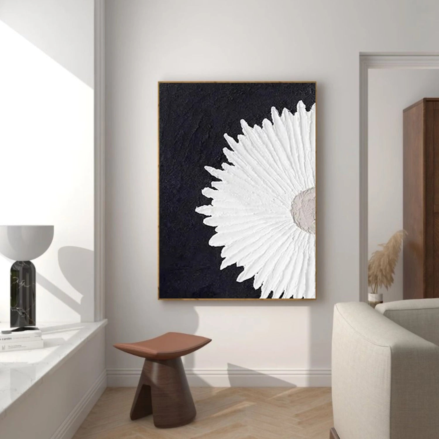 Black and White Minimalist Textured Canvas Art #WZ119