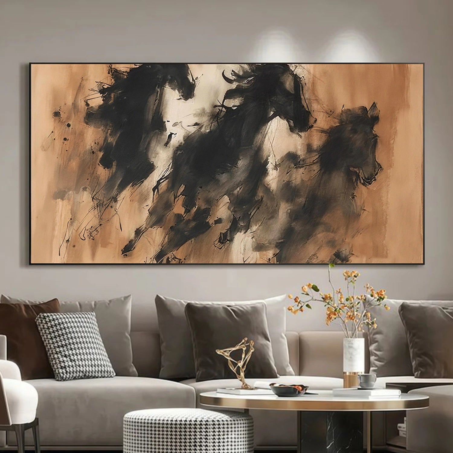 Abstract Animal Horse Canvas Art #DW117