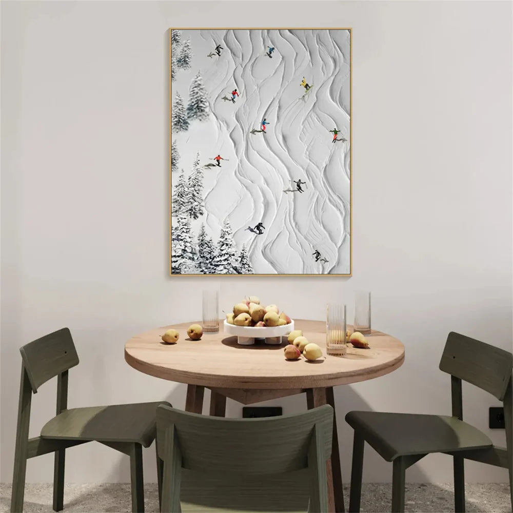 Skiing Sport Textured Canvas Painting #PB007