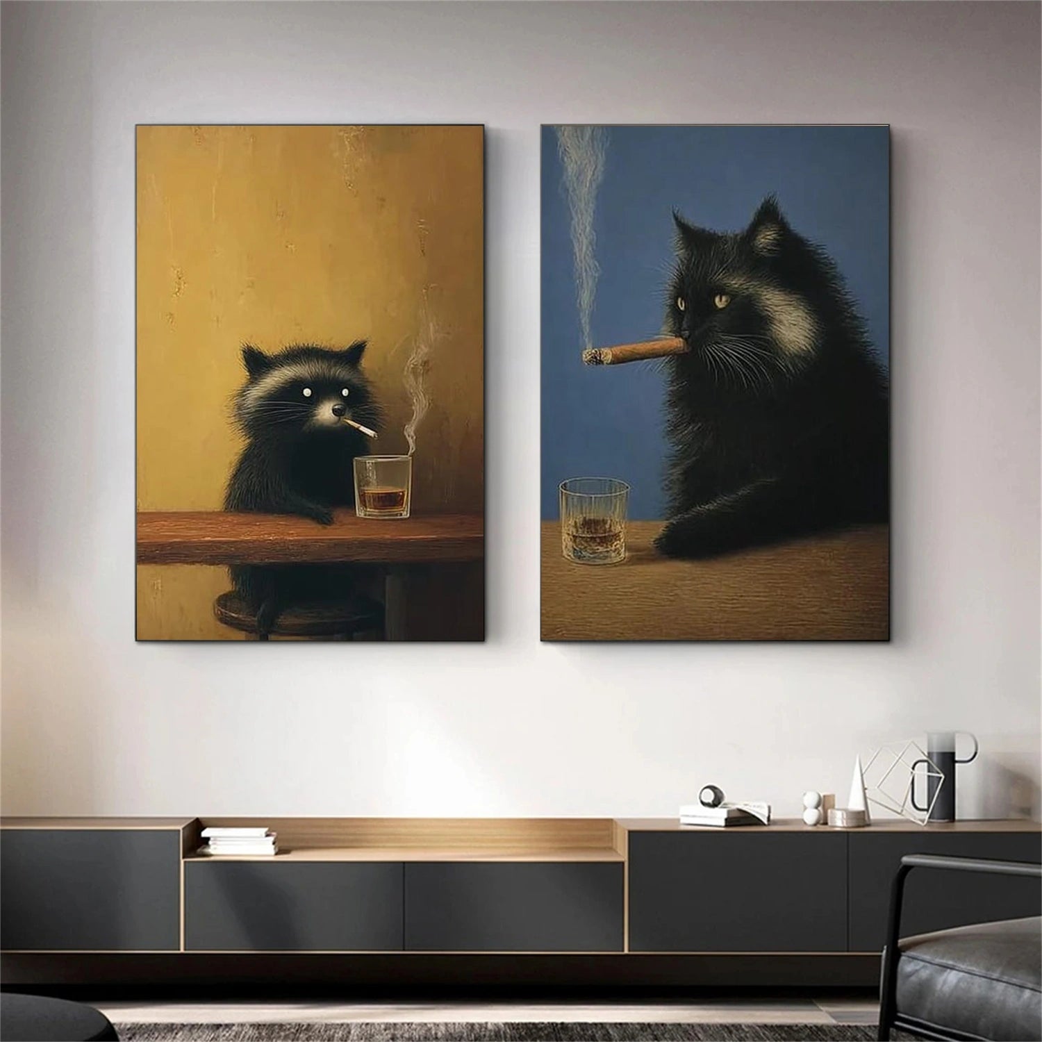 Abstract Animal Canvas Art Set of 2#DW143