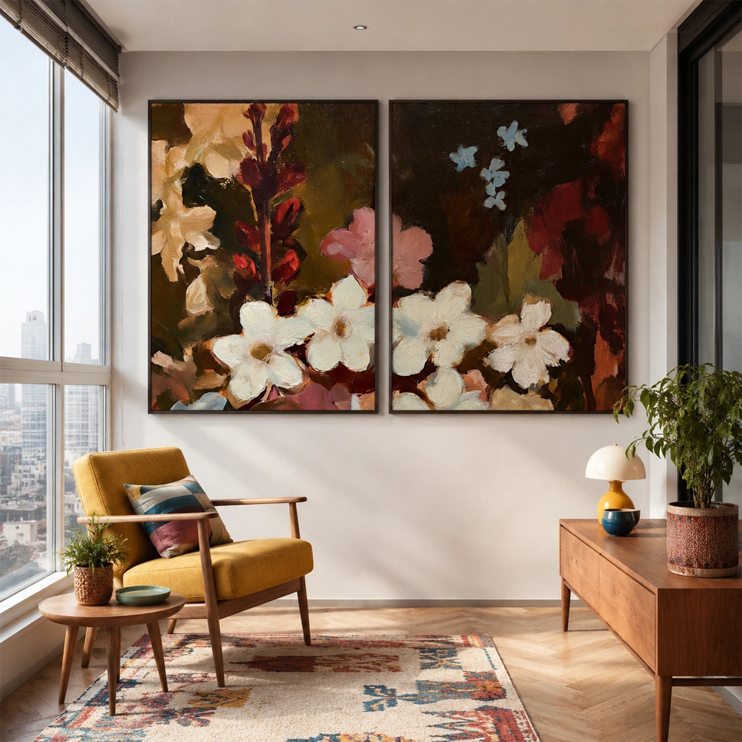 Abstract Flower Canvas Art Set of 2 #MF207