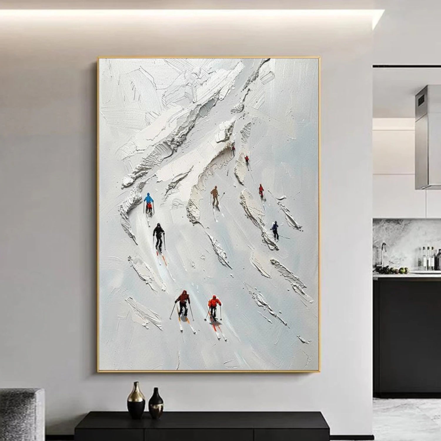 Skiing Sport Textured Canvas Painting #PB055