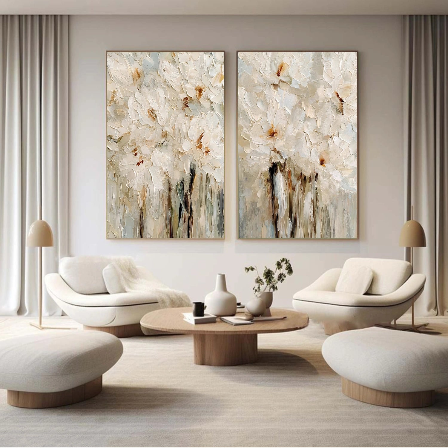 Abstract Flower And Tree Textured Canvas Art Set of 2 #MF183
