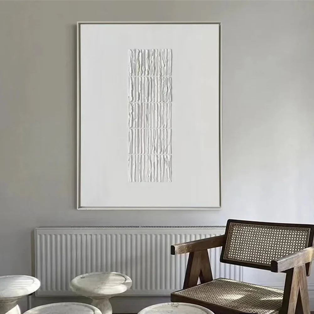 White Minimalist Textured Wall Art #WM073