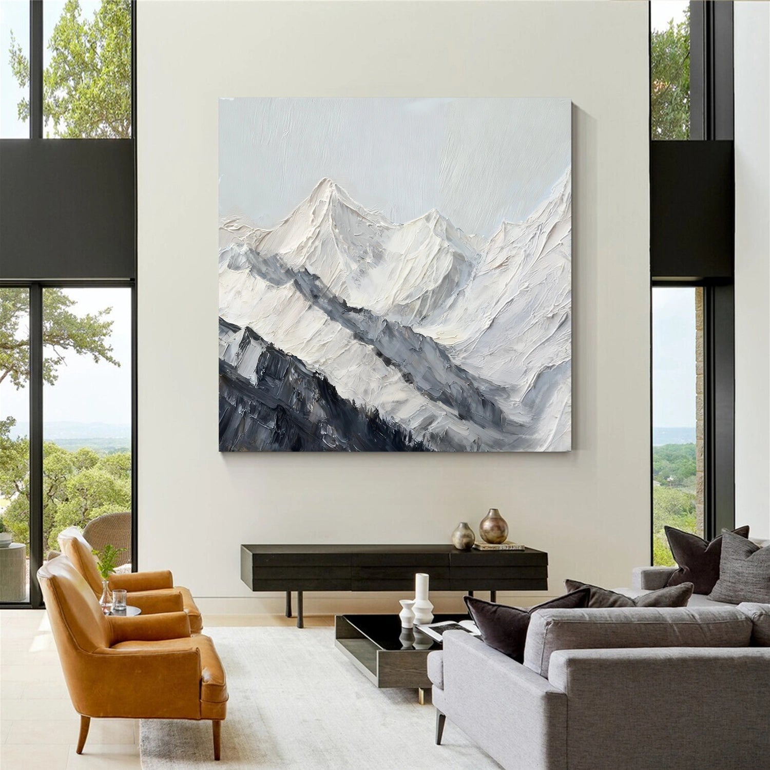 Minimalist Mountain Textured Canvas Art #BT058
