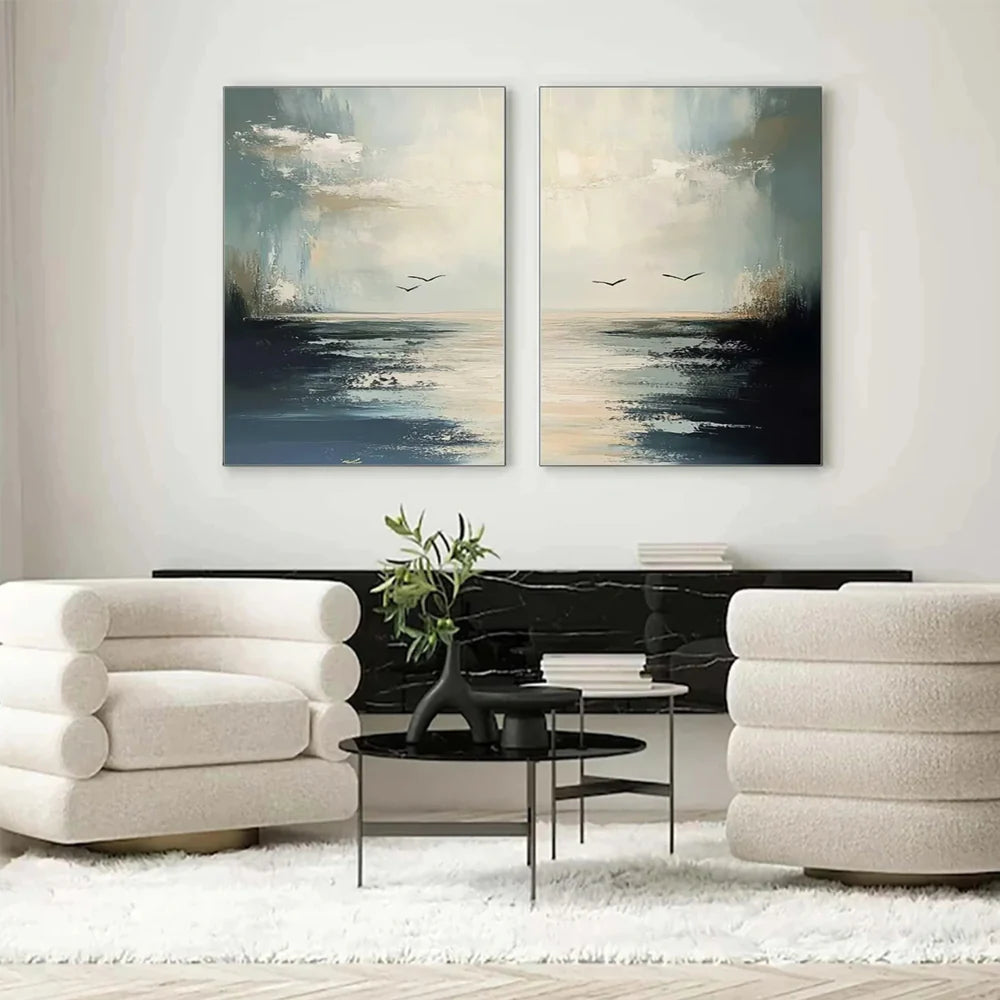 Abstract Ocean And Sky Canvas Art Set of 2 #OC022