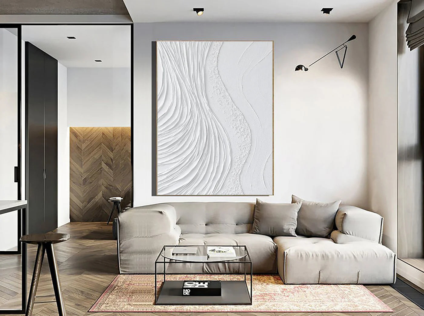 White Minimalist Textured Wall Art #WM005