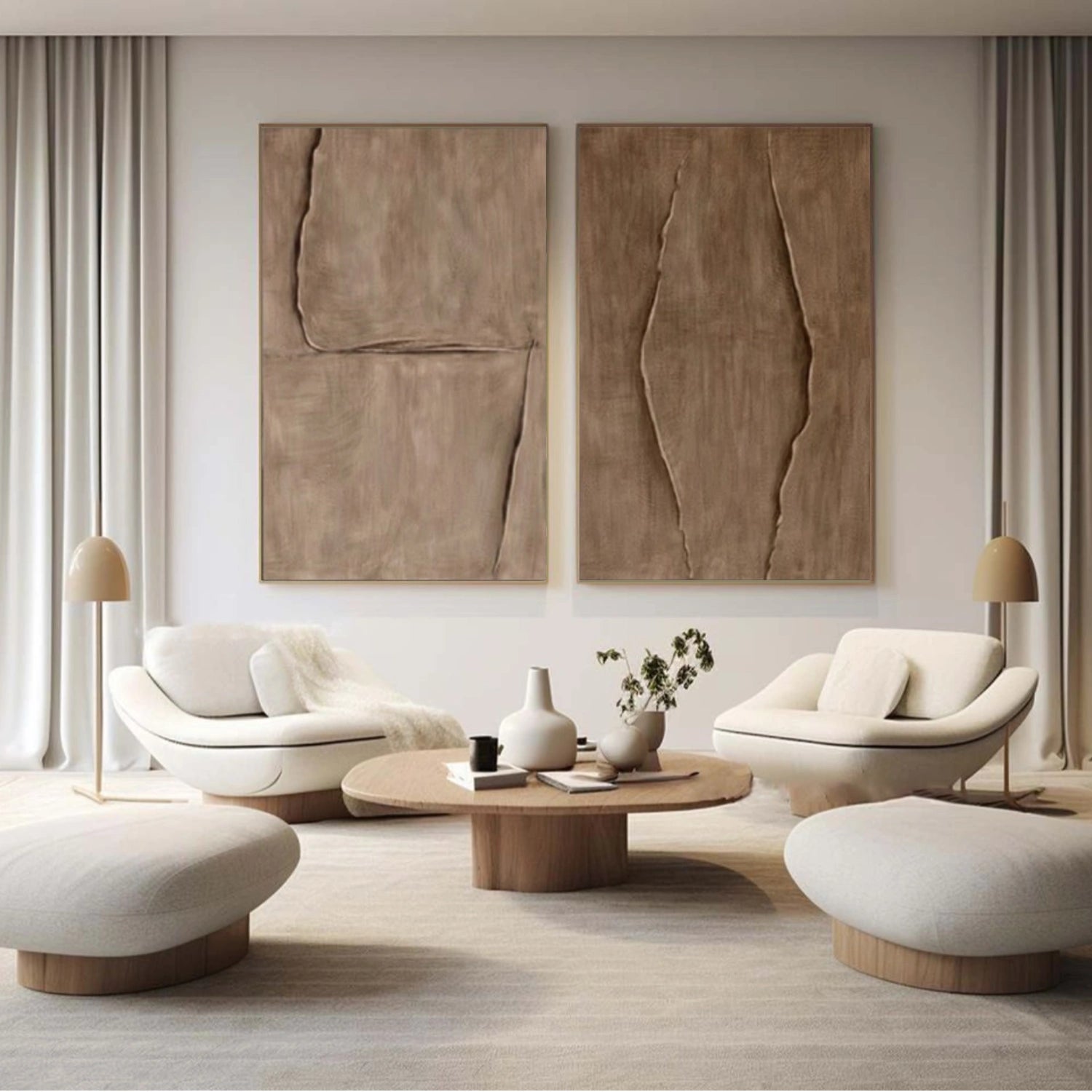 Brown Minimalist Textured Canvas Art Set of 2 #WM147