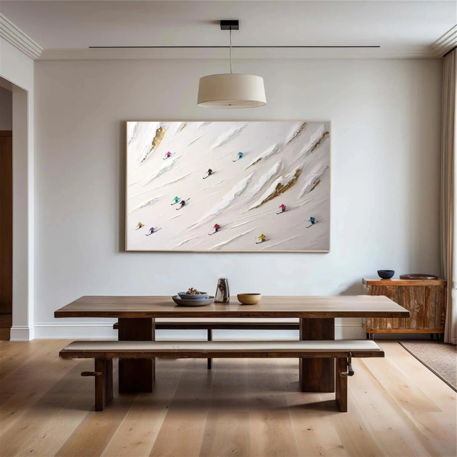 Skiing Sport Textured Canvas Painting #PB039