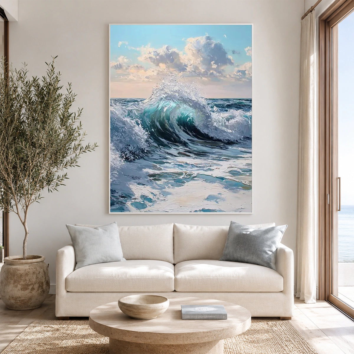 Abstract Ocean Textured Canvas Art #OC226