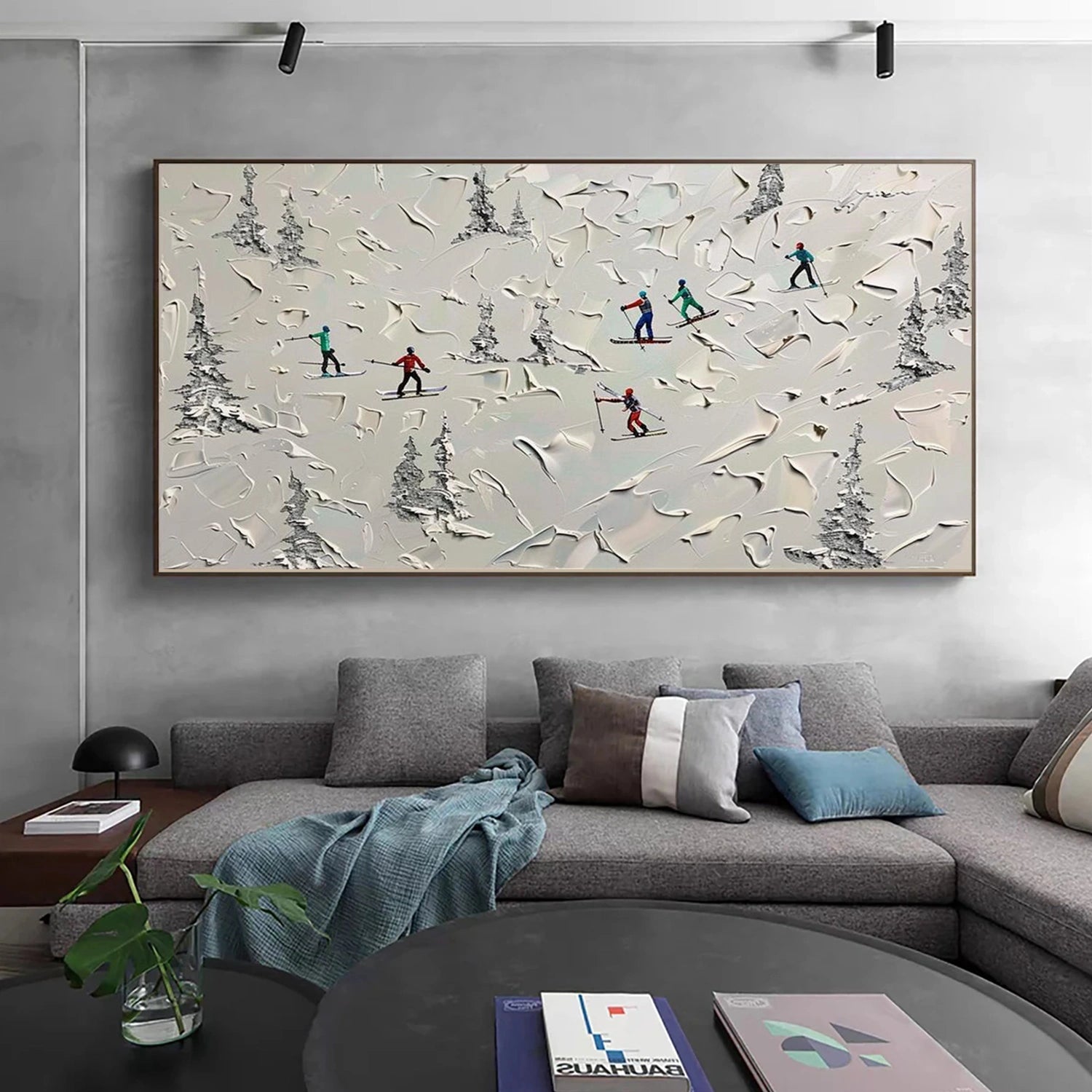 Skiing Sport Textured Canvas Painting #PB073