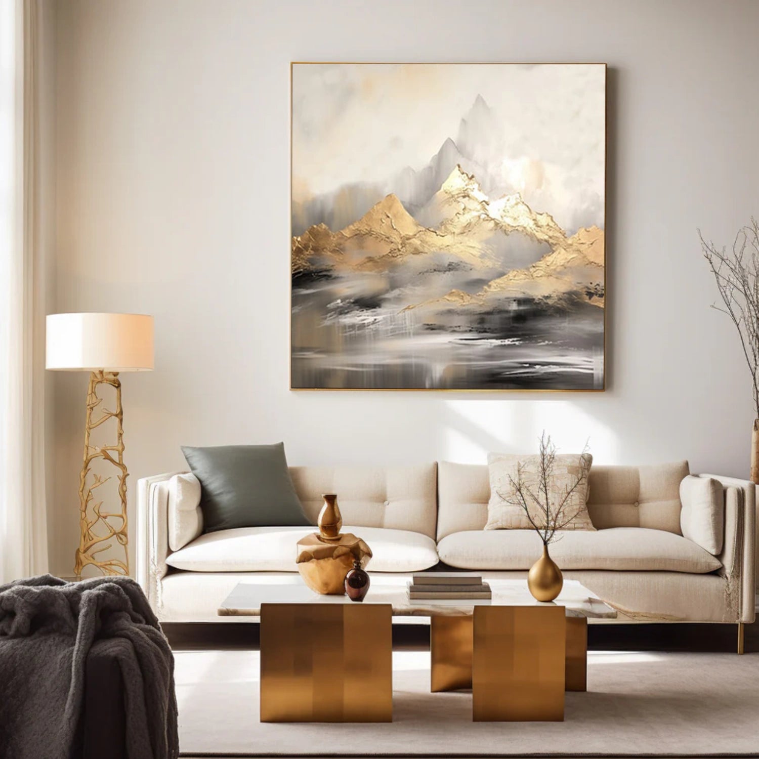 Abstract Mountain Textured Canvas Art #BT078