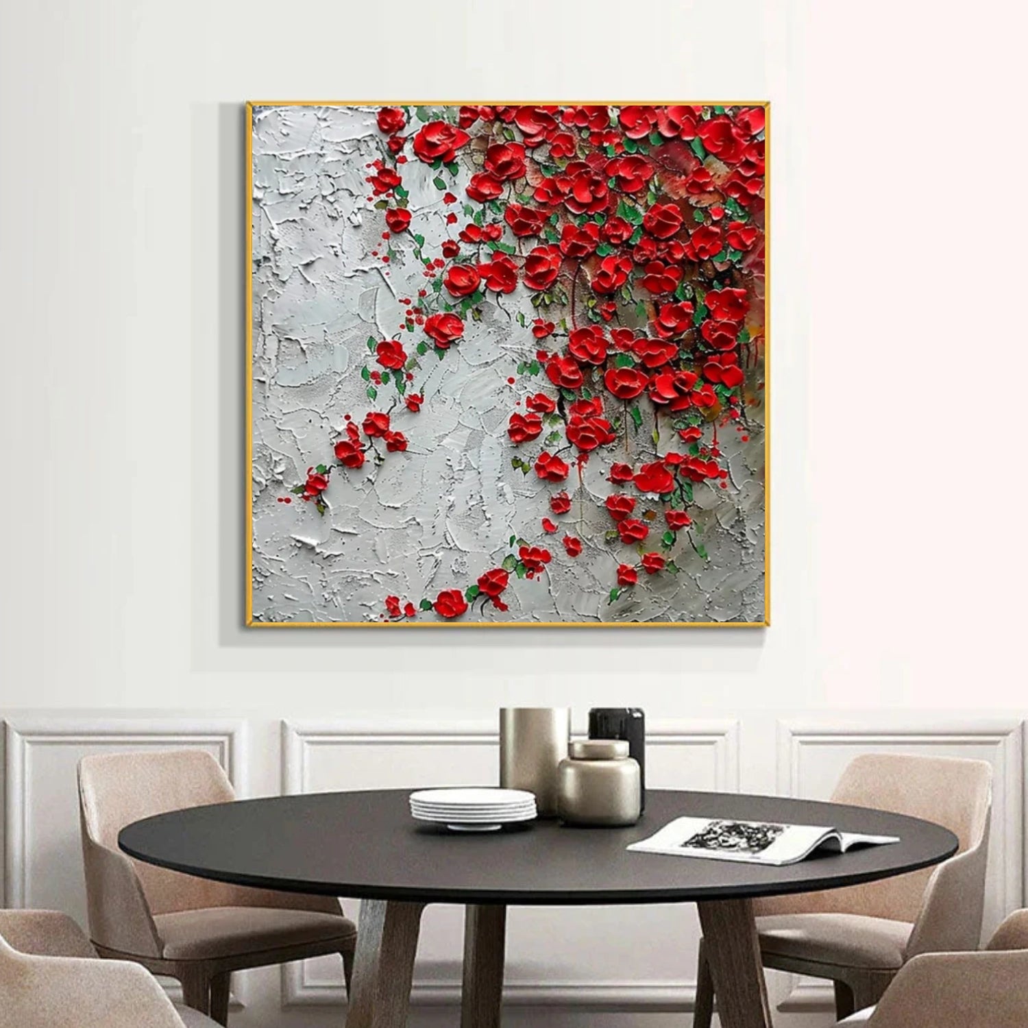 Minimalist Flower And Tree Textured Canvas Art #MF117