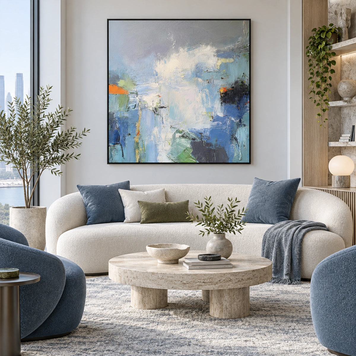 Blue Abstract Wall Art #VA344