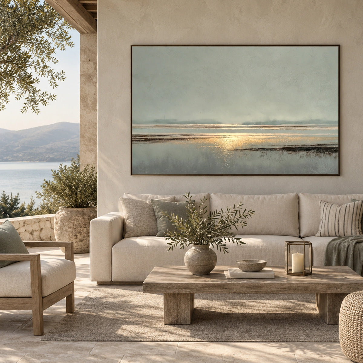 Abstract Ocean And Sky Canvas Art #OC228