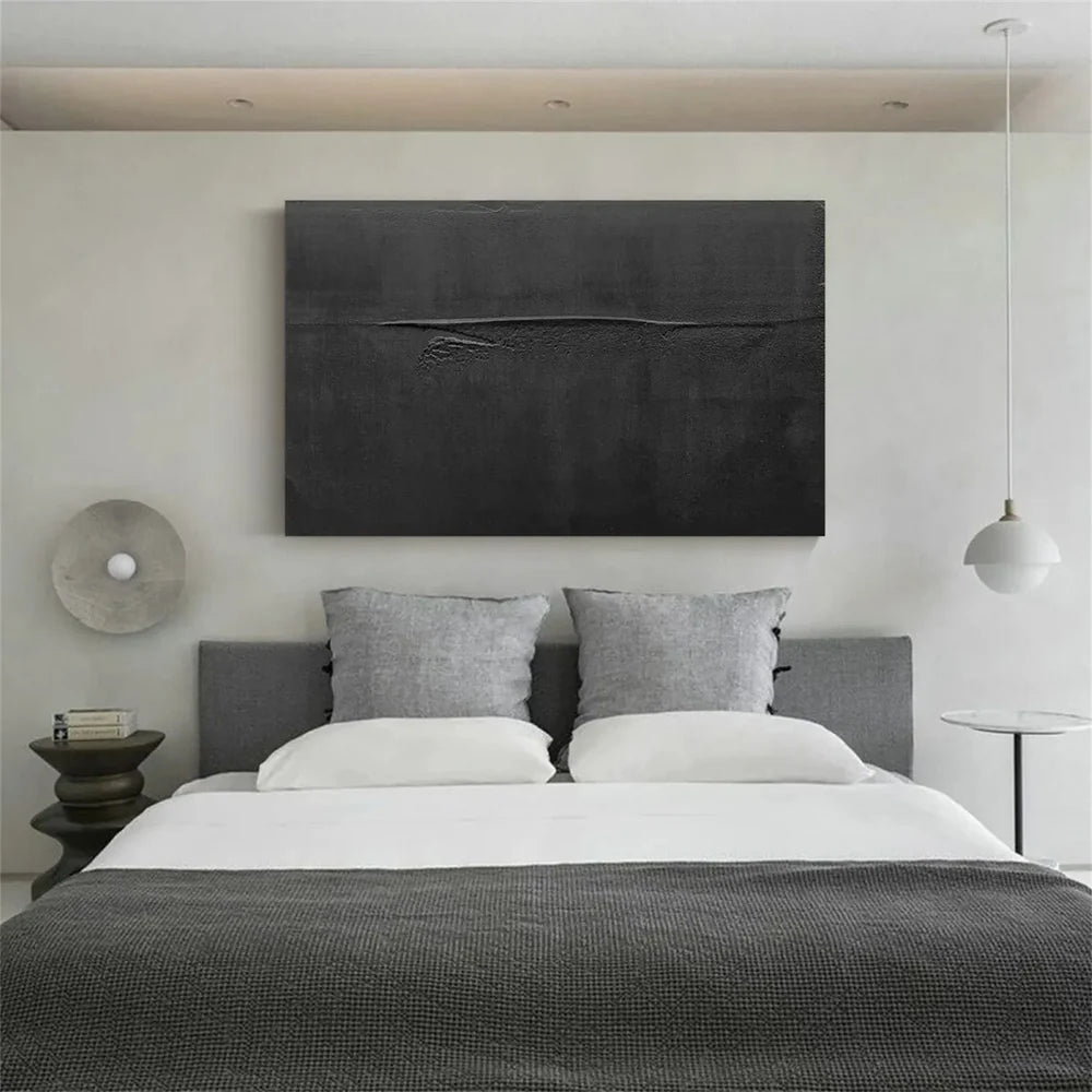 Black Minimalist Textured Canvas Art #WZ076