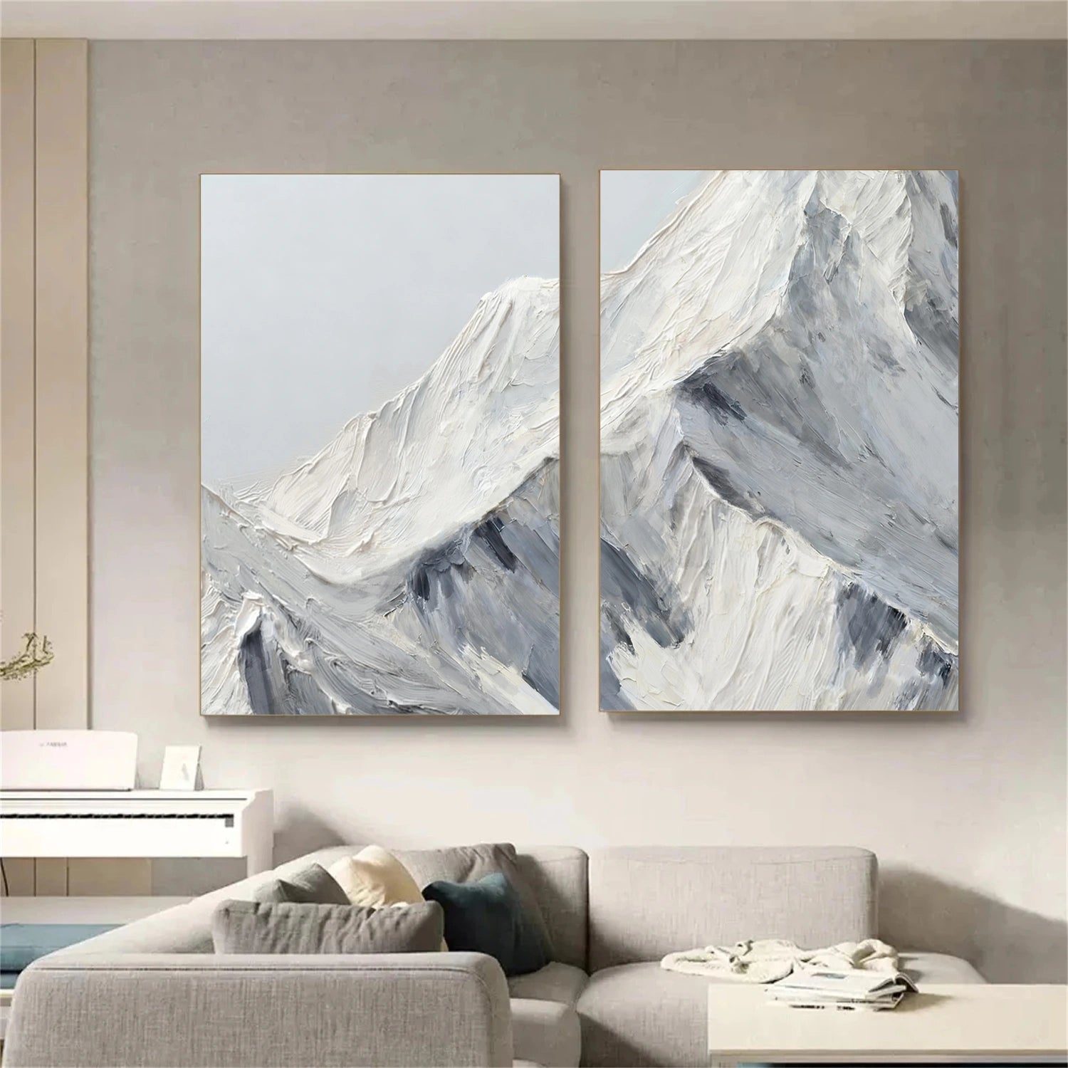 Minimalist Mountain Textured Canvas Art #BT057