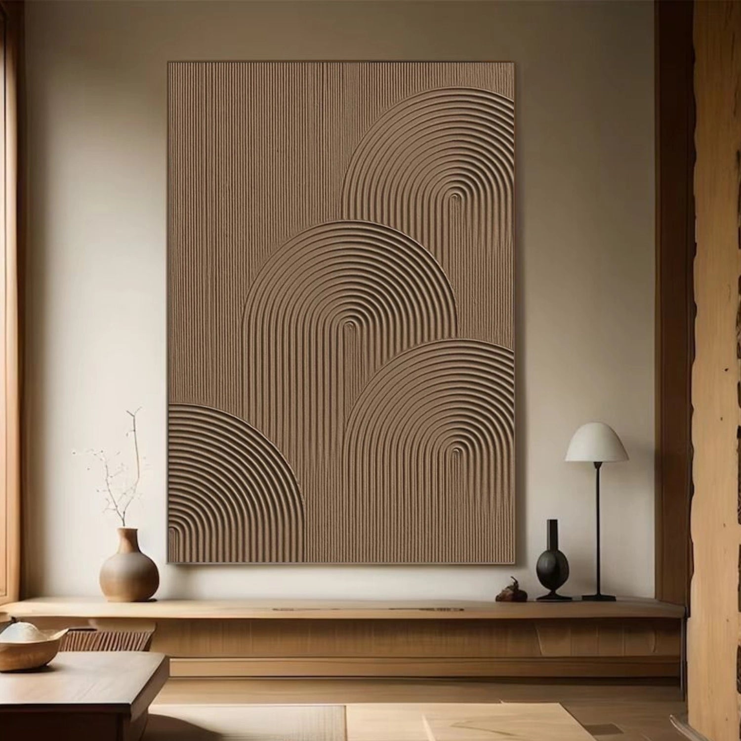 Brown Minimalist Textured Canvas Art #WM085