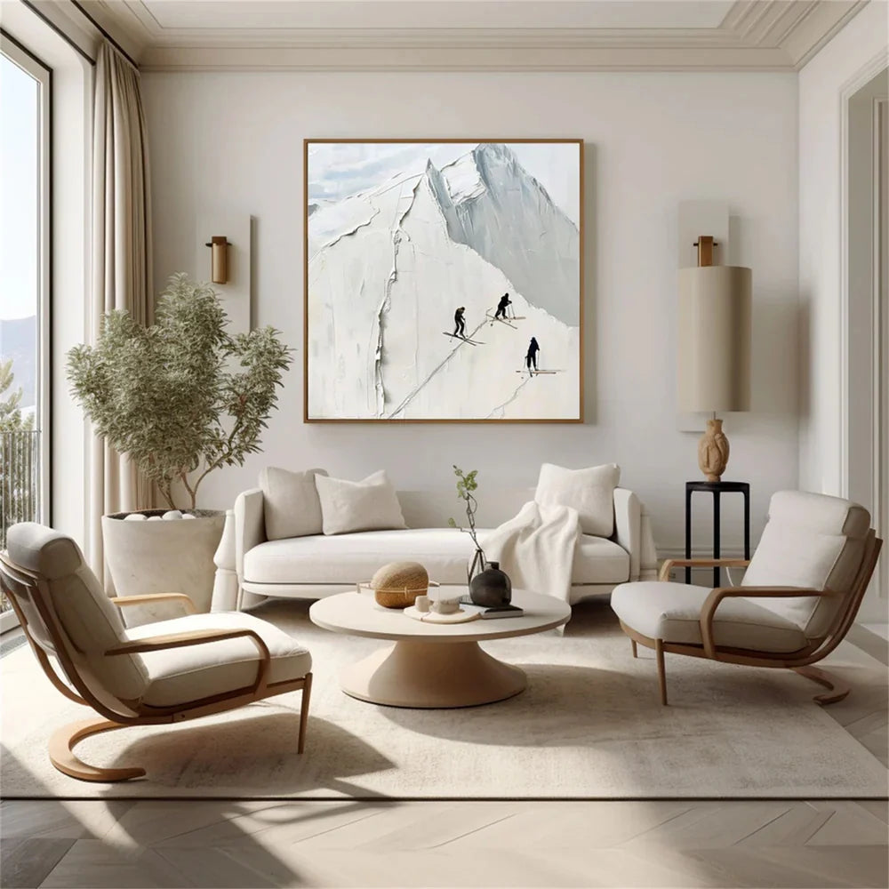 Skiing Sport Textured Canvas Painting #PB008
