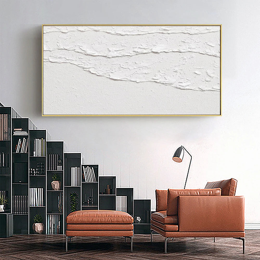 White Minimalist Textured Wall Art #WM003