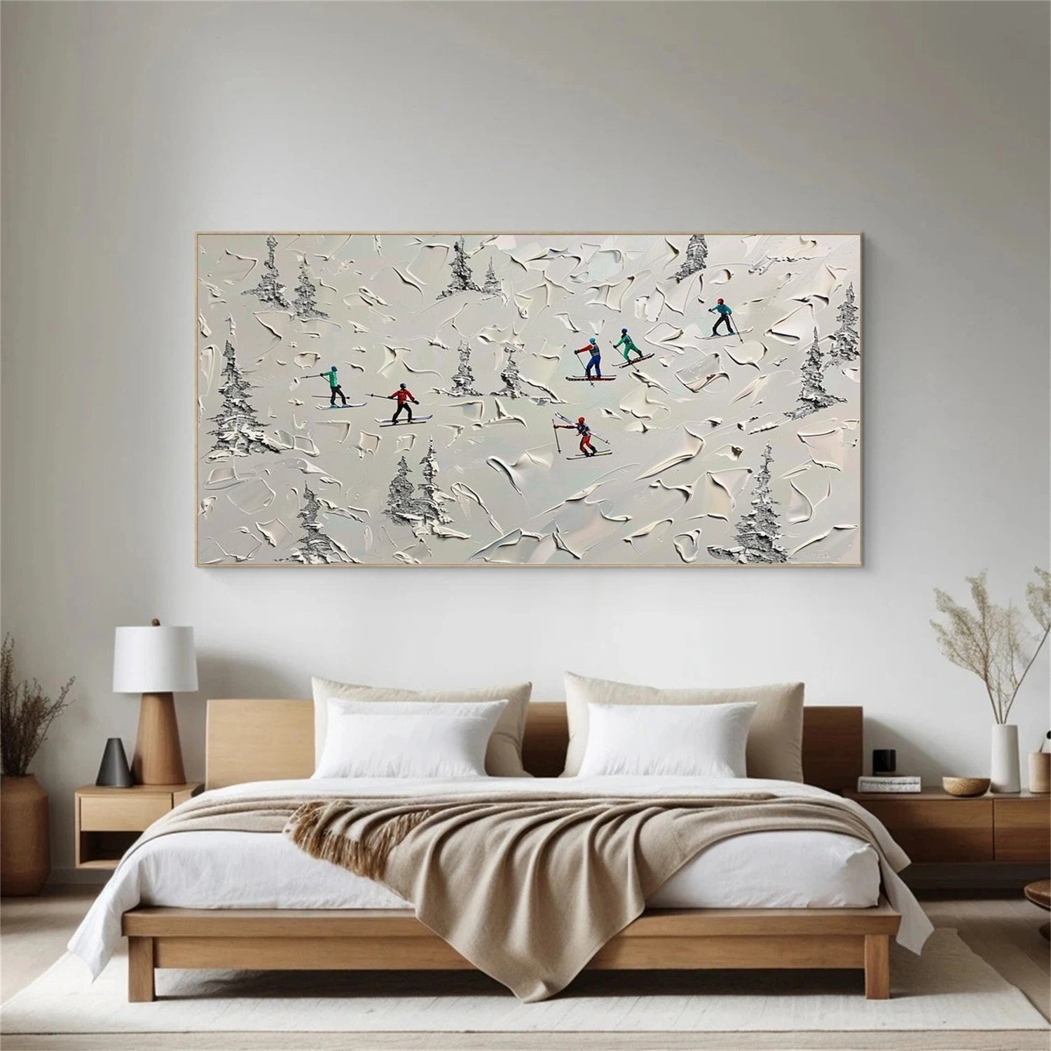 Skiing Sport Textured Canvas Painting #PB073